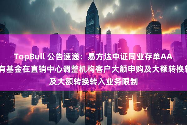 TopBull 公告速递：易方达中证同业存单AAA指数7天持有基金在直销中心调整机构客户大额申购及大额转换转入业务限制